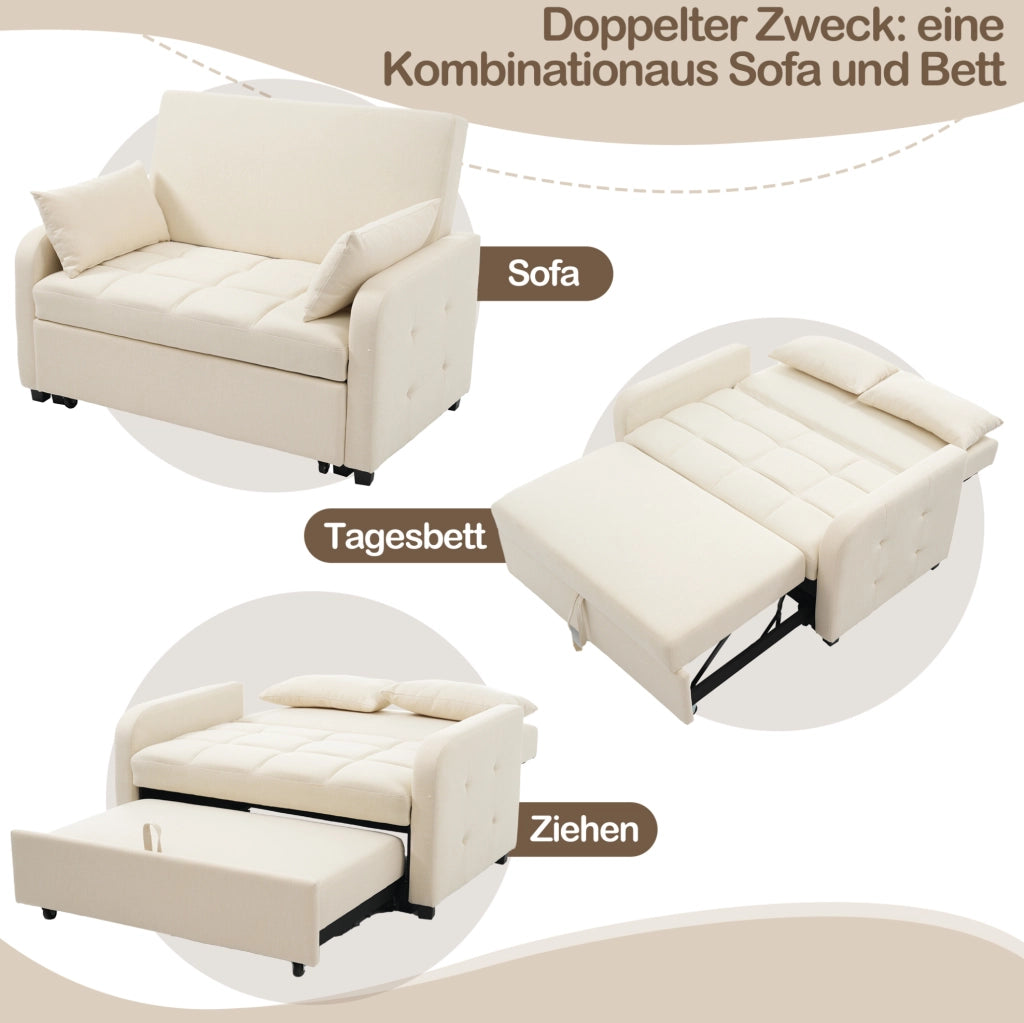 Divano letto pieghevole beige con schienale reclinabile