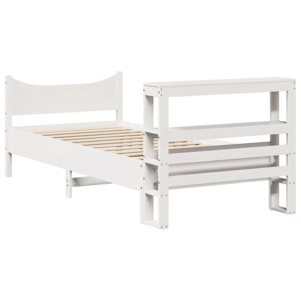 vidaXL Giroletto con Testiera Bianco 90x200 cm Legno Massello di Pino