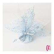 Trade Shop - 20 Sacchetti Velo Veletti Organza Rete Tulle Per Confetti Matrimonio Bomboniere - Azzurro