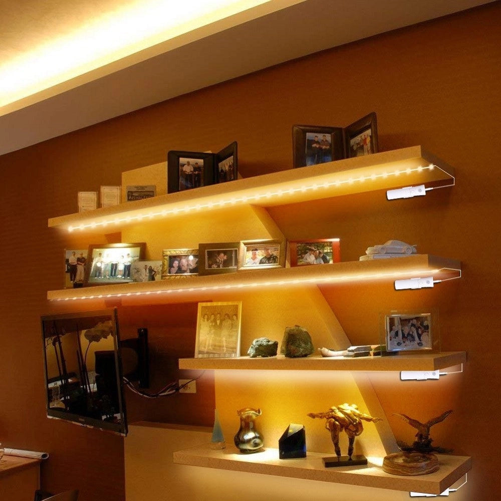 Trade Shop - Striscia Led Con Sensore Di Movimento Luce Bianca 6000k 1mt Armadi Letto -