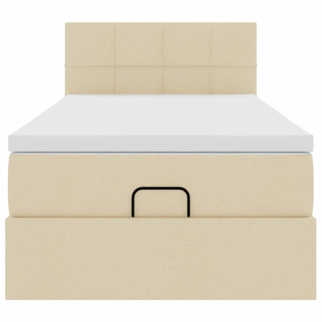 vidaXL Struttura Letto Pouf con Materasso Crema 90x190 cm in Tessuto