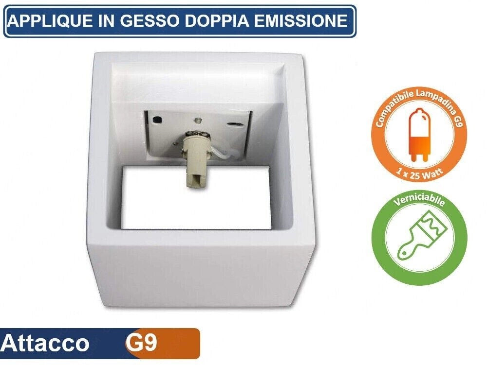 Applique in gesso dal design moderno con forma di cubo attacco per lampadine G9