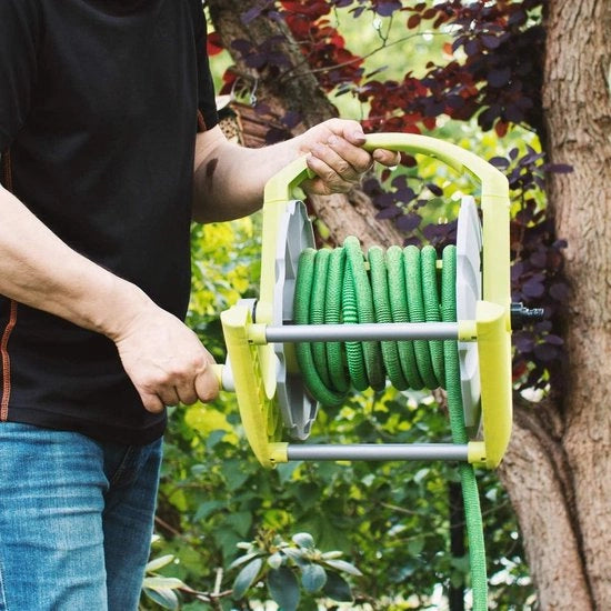 Serpentone indipendente a gas per giardino - Tubo giardino rullo fino a 1/2 pollice 20m - Manubrio per trasporto facile