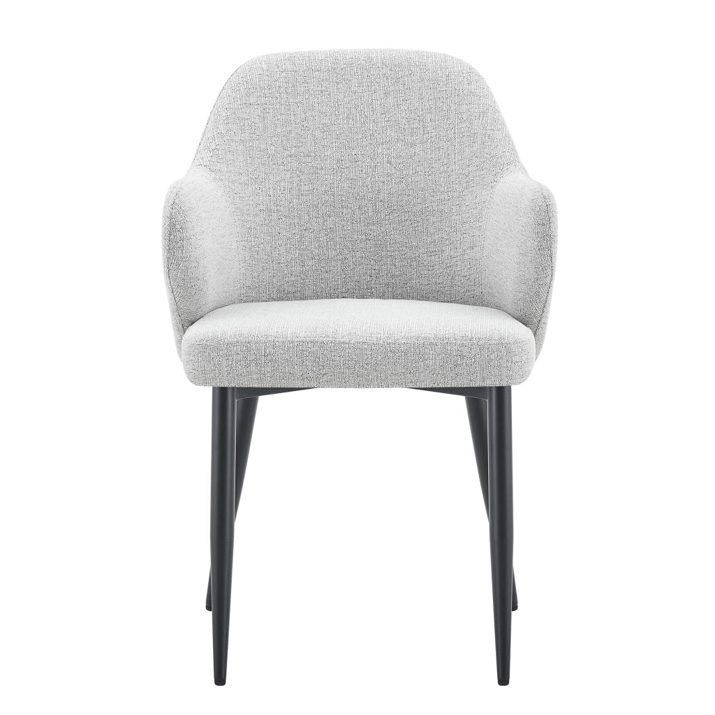 Set 2 sedie da pranzo in tessuto grigio chiaro con schienale effetto avvolgente e gambe in metallo