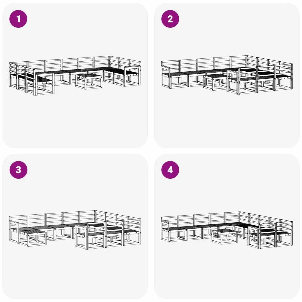 Set di divani da esterno 11 pcs Bianco Legno di Acacia Massello 3388313