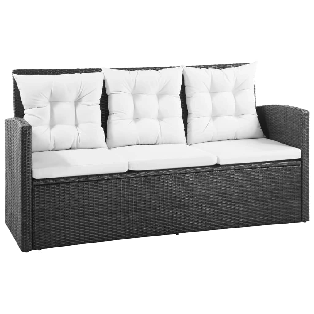 Set di mobili da giardino mobili da esterno 5 pezzi con cuscini resina intrecciata nera 02_0016494