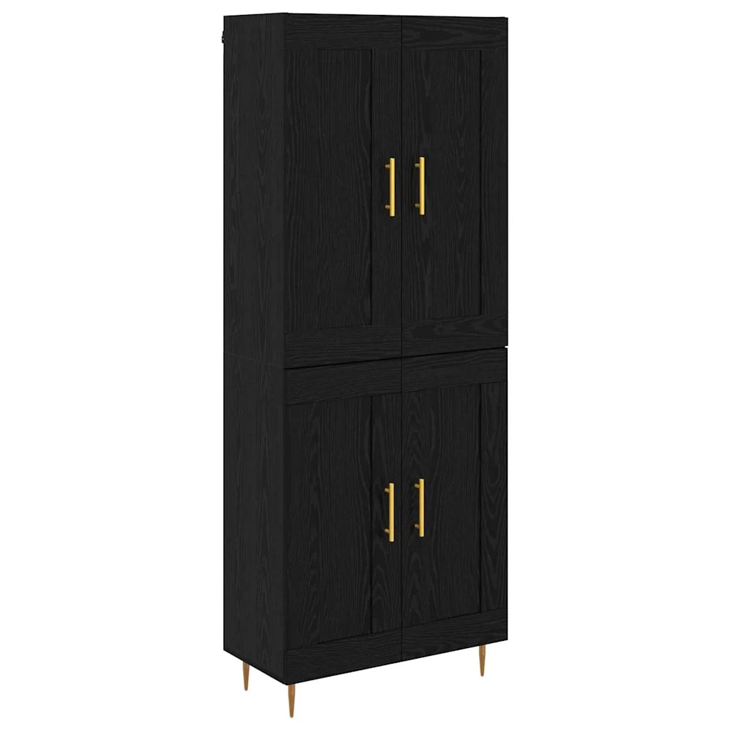 Credenza | Madia | Buffet da pranzo | Armadio da pranzo Rovere Nero 69,5 x 34 x 180 cm Legno multistrato