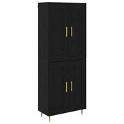 Credenza | Madia | Buffet da pranzo | Armadio da pranzo Rovere Nero 69,5 x 34 x 180 cm Legno multistrato