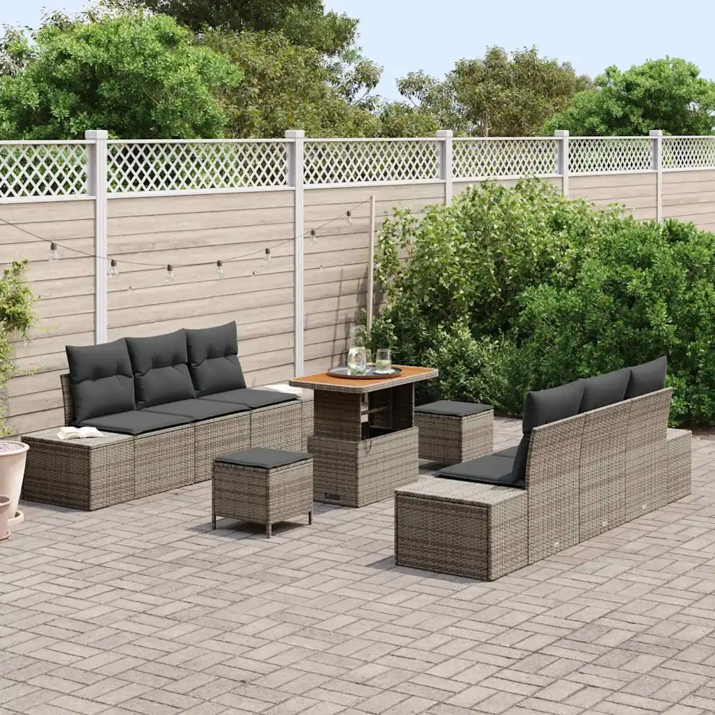Set Divano da Giardino con cuscino 9 pcs Grigio polyrattan 3362743