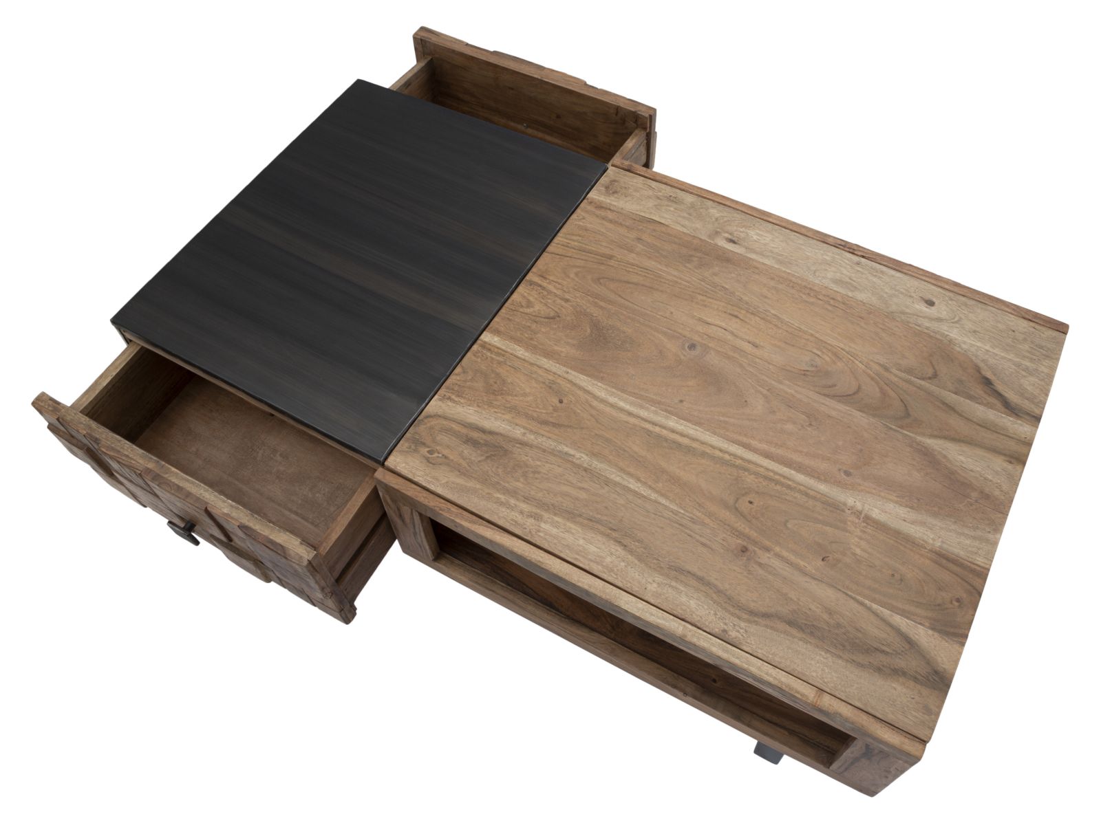 Tavolo da Caffé Rettangolare Mumbai 110x60x43 cm in Legno di Acacia e in Ferro Marrone e Nero