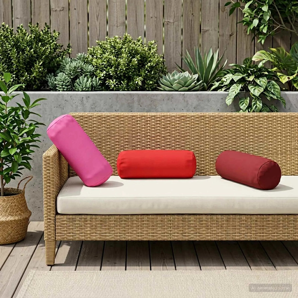 Federa 2 pcs HEERLEN Rosso Ø 15 x 40 cm Poliestere 923337