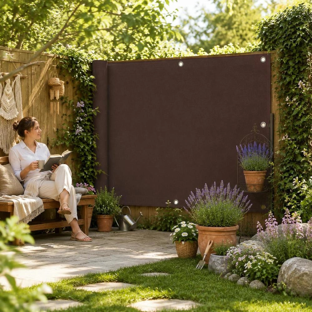 Balcony Privacy Screen, Brown, 75x300 Cm, Oxford Fabric