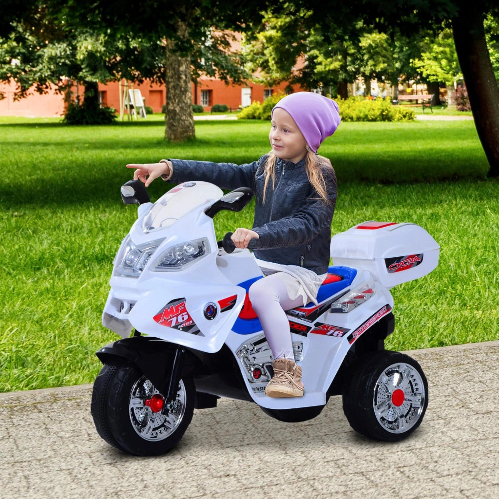 Moto Elettrica Polizia per Bambini 6V con Sirena Police Bianca