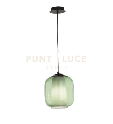 SOSPENSIONE BONNIE 2 VETRO VERDE 1 LUCE ATTACCO E27 D.22CM H.26CM