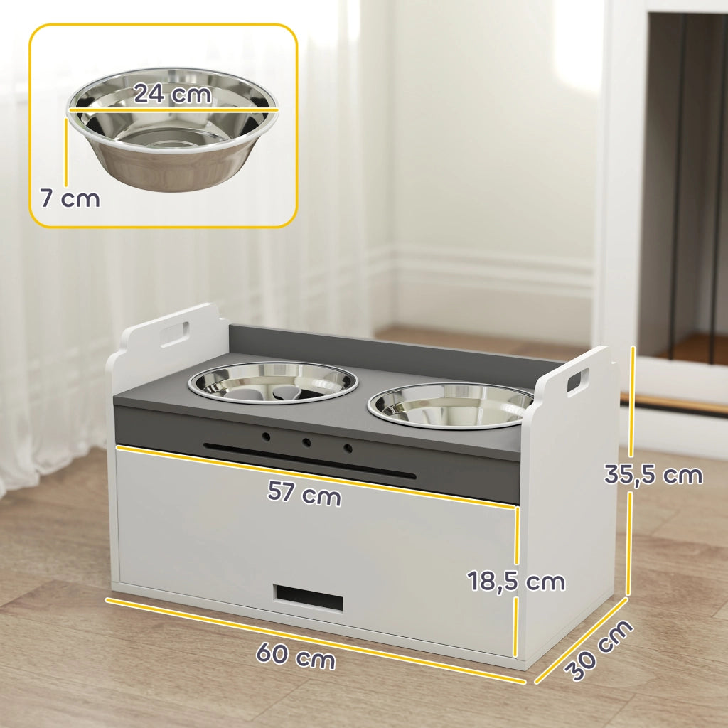 Ciotola per Cane con Mobile di Conservazione ¨C Zephmum ¨C Bianco 60x30x35.5 cm