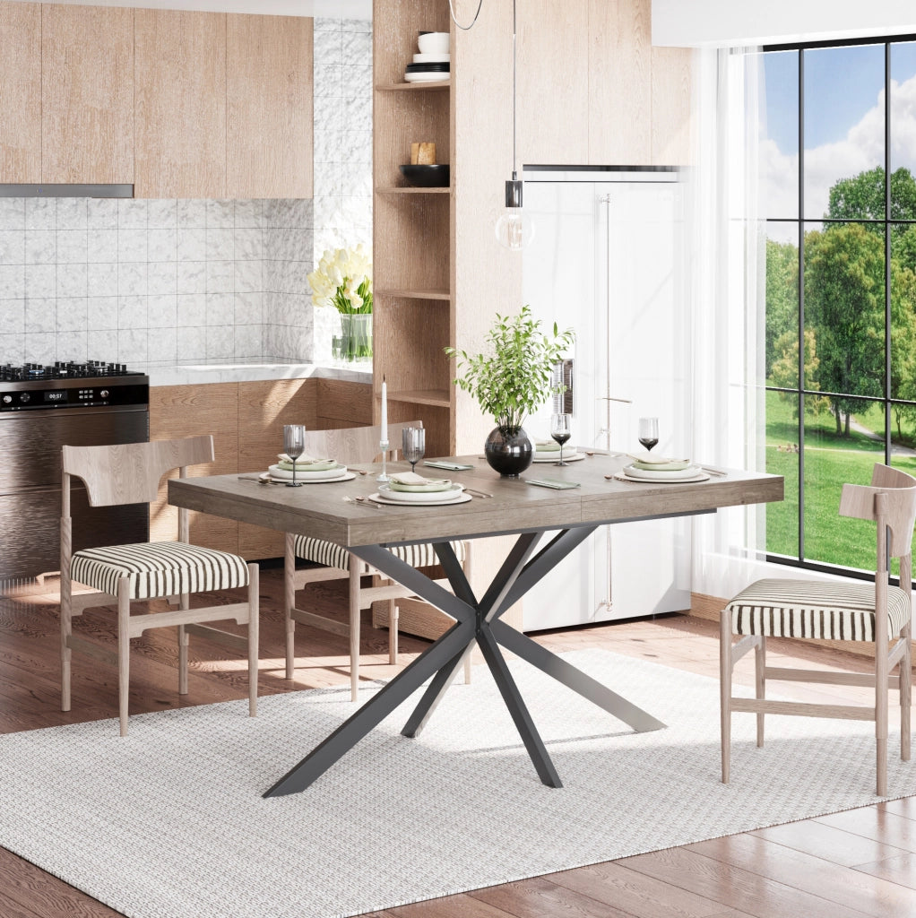 Tavolo allungabile 140-180 cm con vano contenitore grigio
