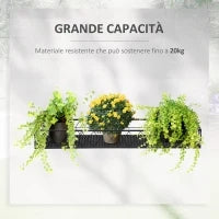 Fioriera da Esterno Portavasi con Ganci per Ringhiera Balcone in Metallo, 100x31x12cm, Nero