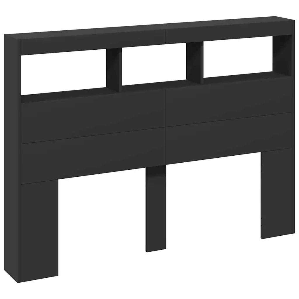 Testiera | Testata con Contenitore a LED Nera 140x17x102 cm