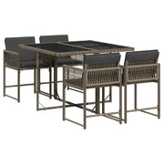 Set da Pranzo da Giardino 5 pz | Set Salotto da Giardino con Cuscini in Polyrattan Grigio