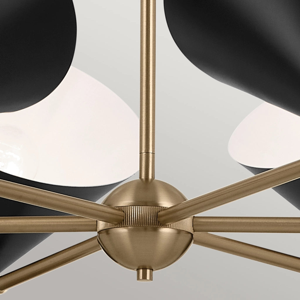 Lampadario Art Déco Phix Kichler nero oro coni 12xE27