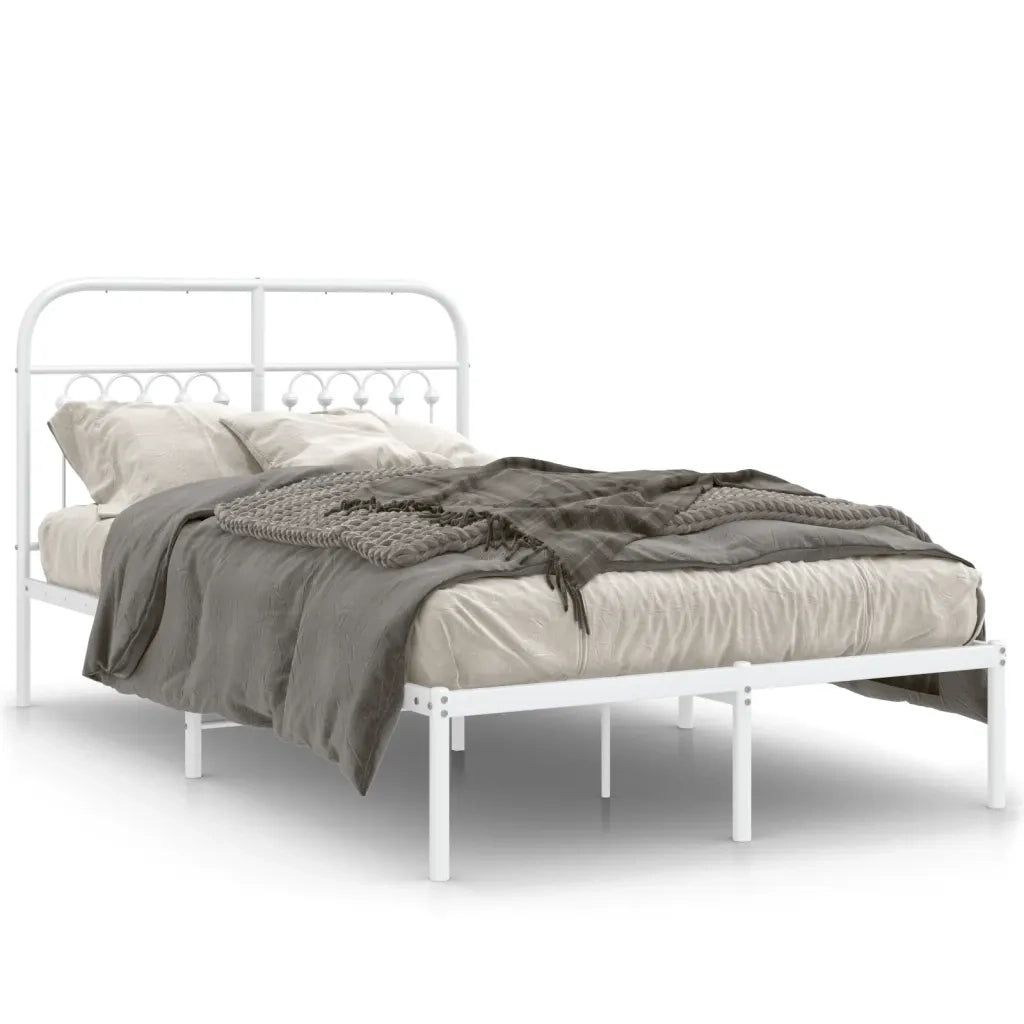 Giroletto con Testiera-Struttura Letto con testiera in Metallo Bianco 120x200 cm 221440