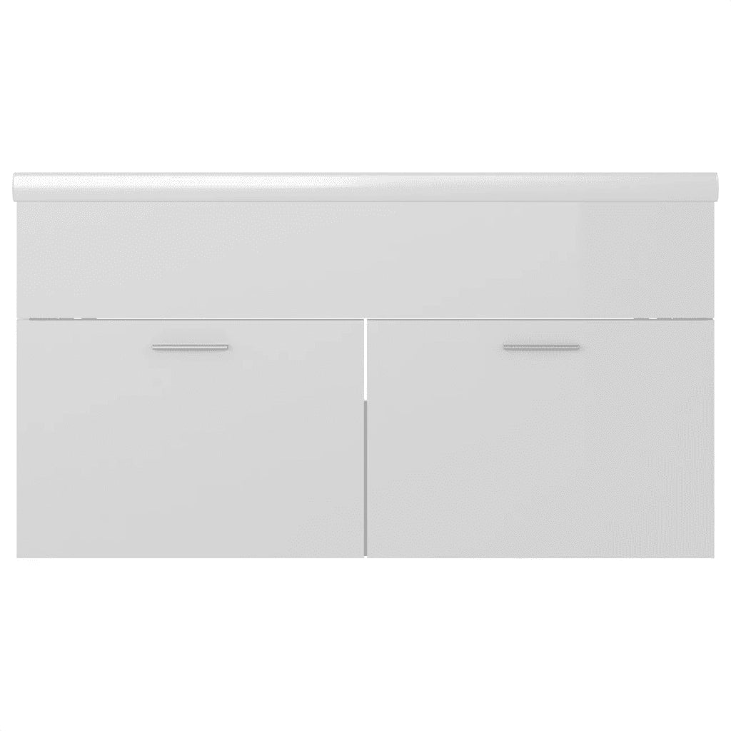 Mobile Bagno con Lavabo Integrato Bianco Lucido in Truciolato 3070844