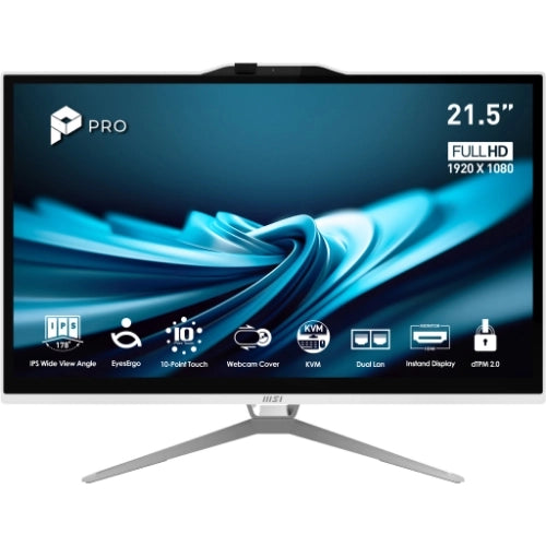 All in one msi pro ap222t 14m-623eu 21,5 touch pentium g7400 8gb ssd128gb tastiera mouse w11p bianco