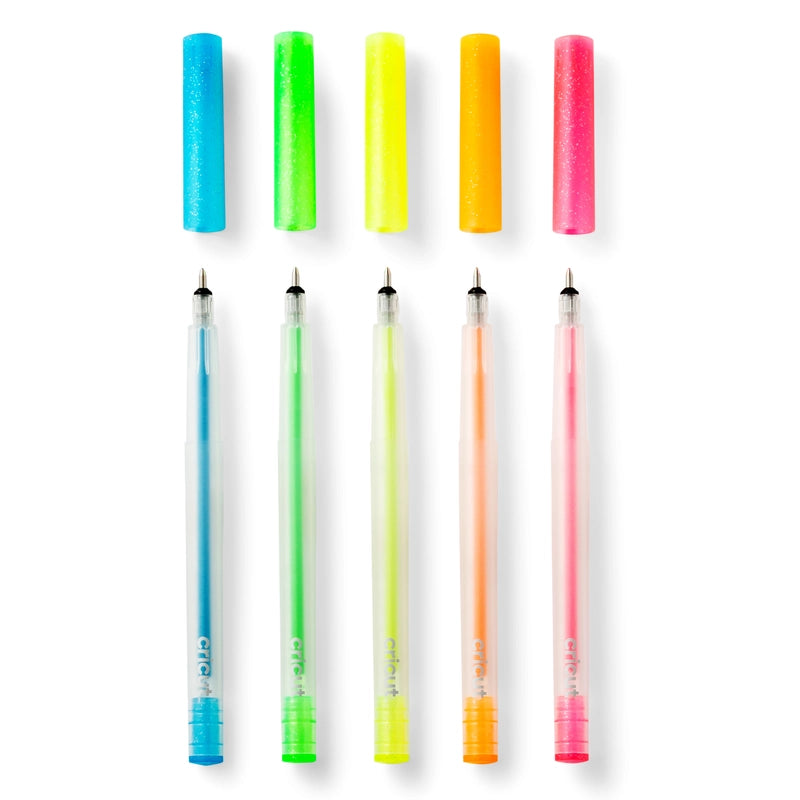 Cricut. set 5 penne GLITTER NEON Multicolore 0.8 mm