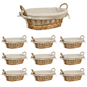 Ceste cestini portapane ovale x10 vimini con manici intrecciati cm 31,5x14x h 14
