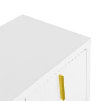 Credenza Moderna con 4 Ante e Ripiani Regolabili, Maniglie Dorate, per Soggiorno e Cucina, 140x38x80 cm, Bianco