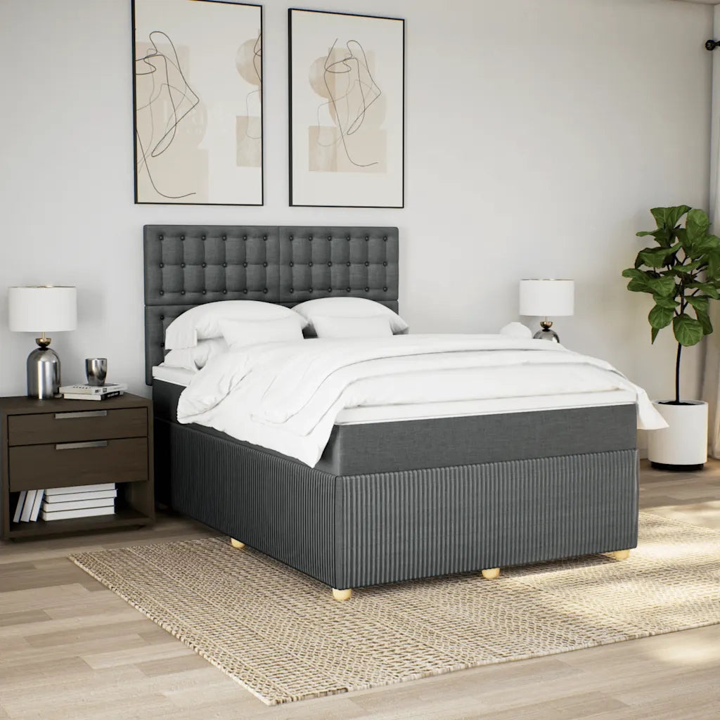vidaXL Giroletto a Molle con Materasso Grigio Scuro 140x190 cm Tessuto