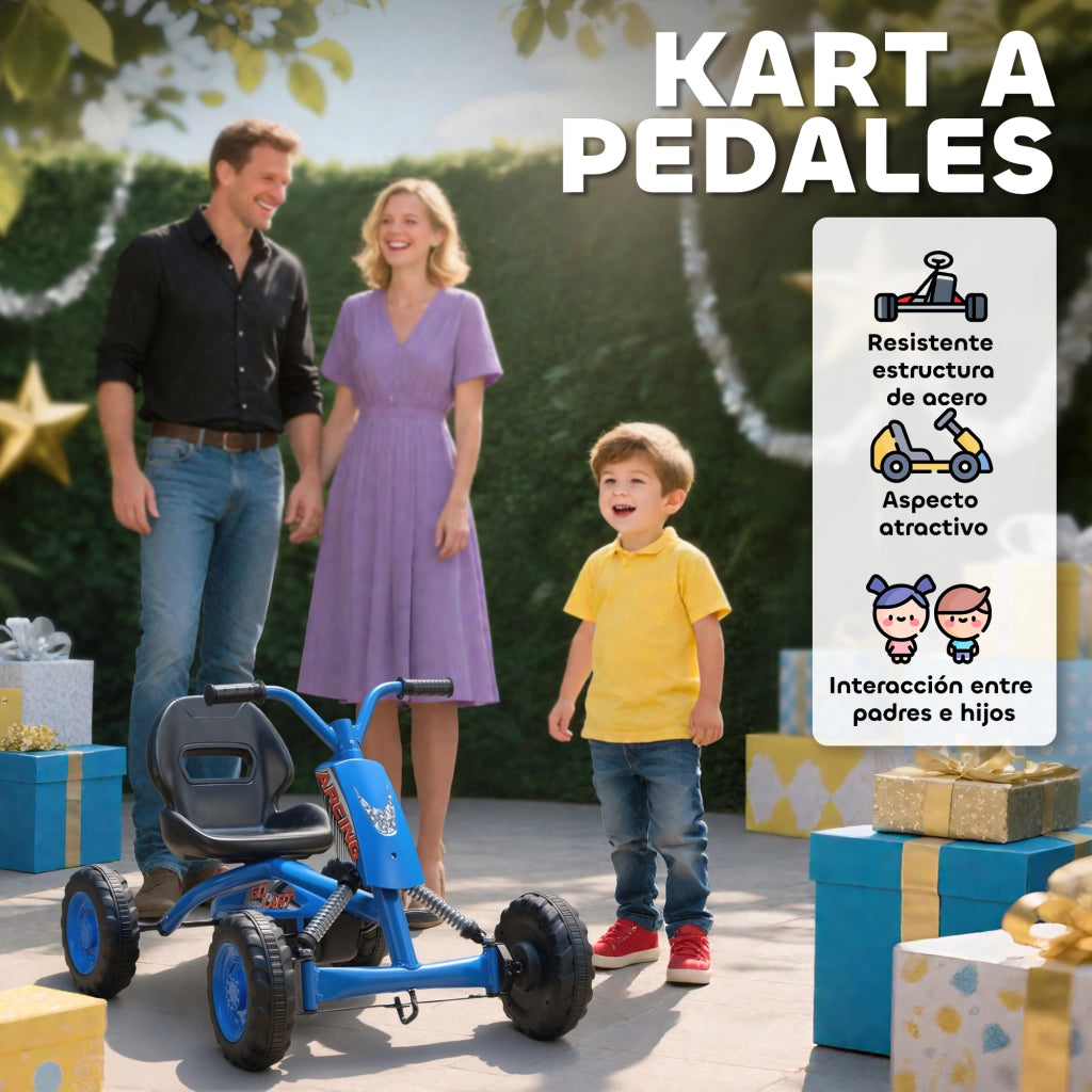 Go Kart per Bambini ¨C zephmum ¨C Acciaio Blu 30 kg 2-5 Anni