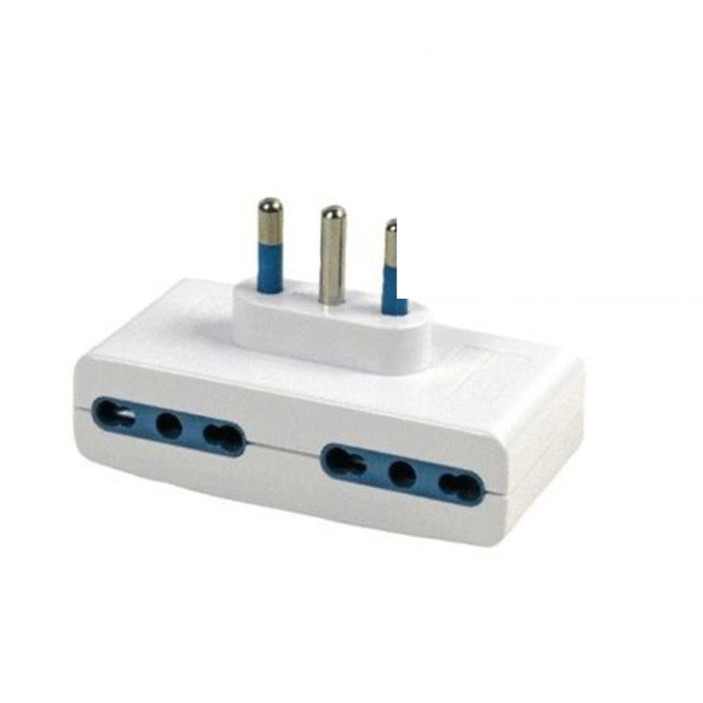 Trade Shop - Adattatore Quadruplo Piatto Con 4 Prese 16a Bipasso + Spina 16a -