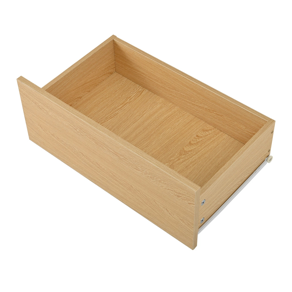 Mobile Scarpiera con 2 Ante; 2 Cassetti e Vani Aperti; con Ruote con Freno; in MDF; 110×35×86 cm; Naturale