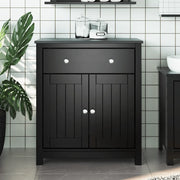 Mobiletto da bagno moderno con 1 cassetto e 2 ante 69,5 x 34 x 80 cm in pino nero massello 02_0047336