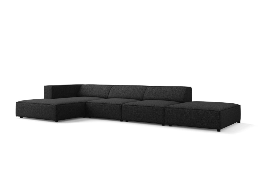 Cosmopolitan Design - Divano angolare sinistro "Arendal" 5 posti in ciniglia nero 