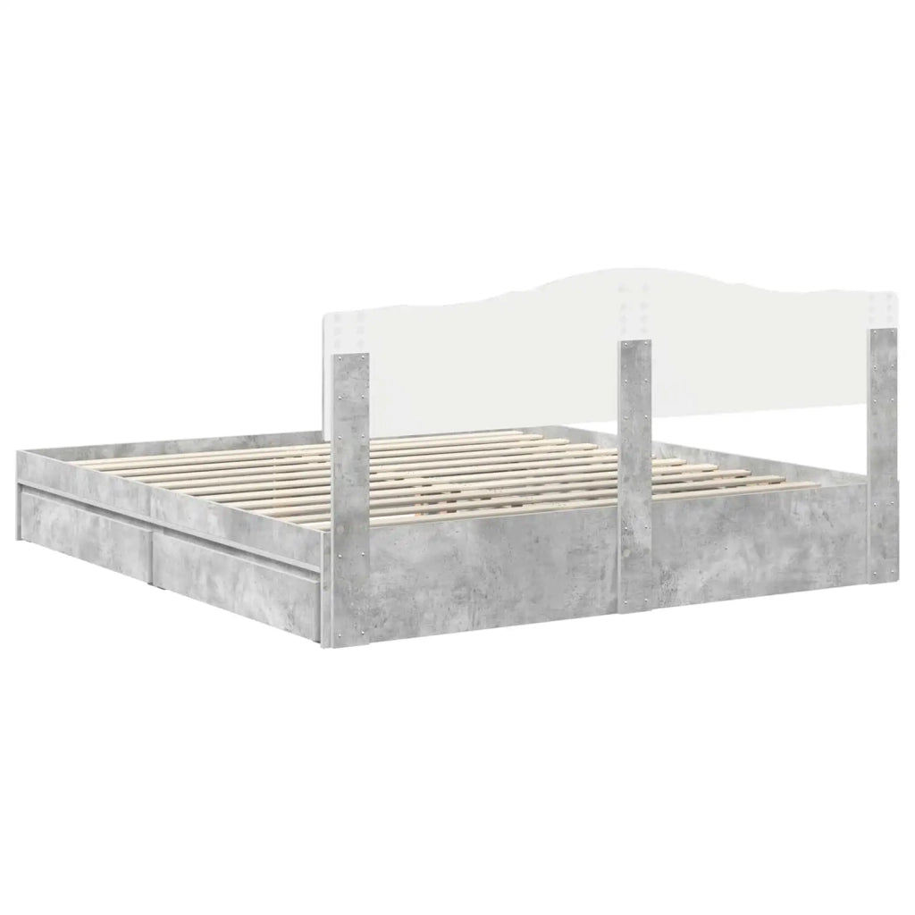 Letto con Contenitore con testiera Grigio cemento 200 x 200 cm 3413064