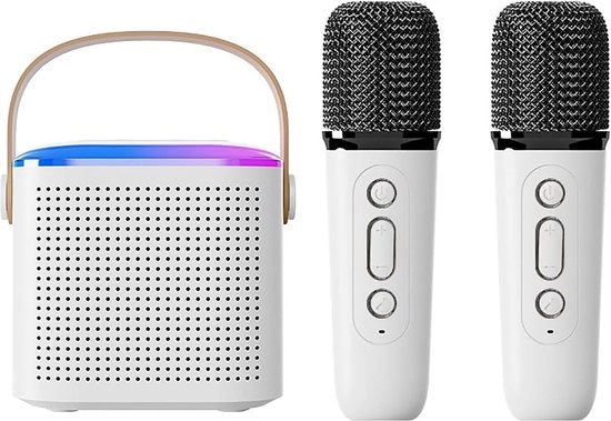 Macchina da Karaoke portatile con 2 microfoni a infrasuoni e illuminazione a LED