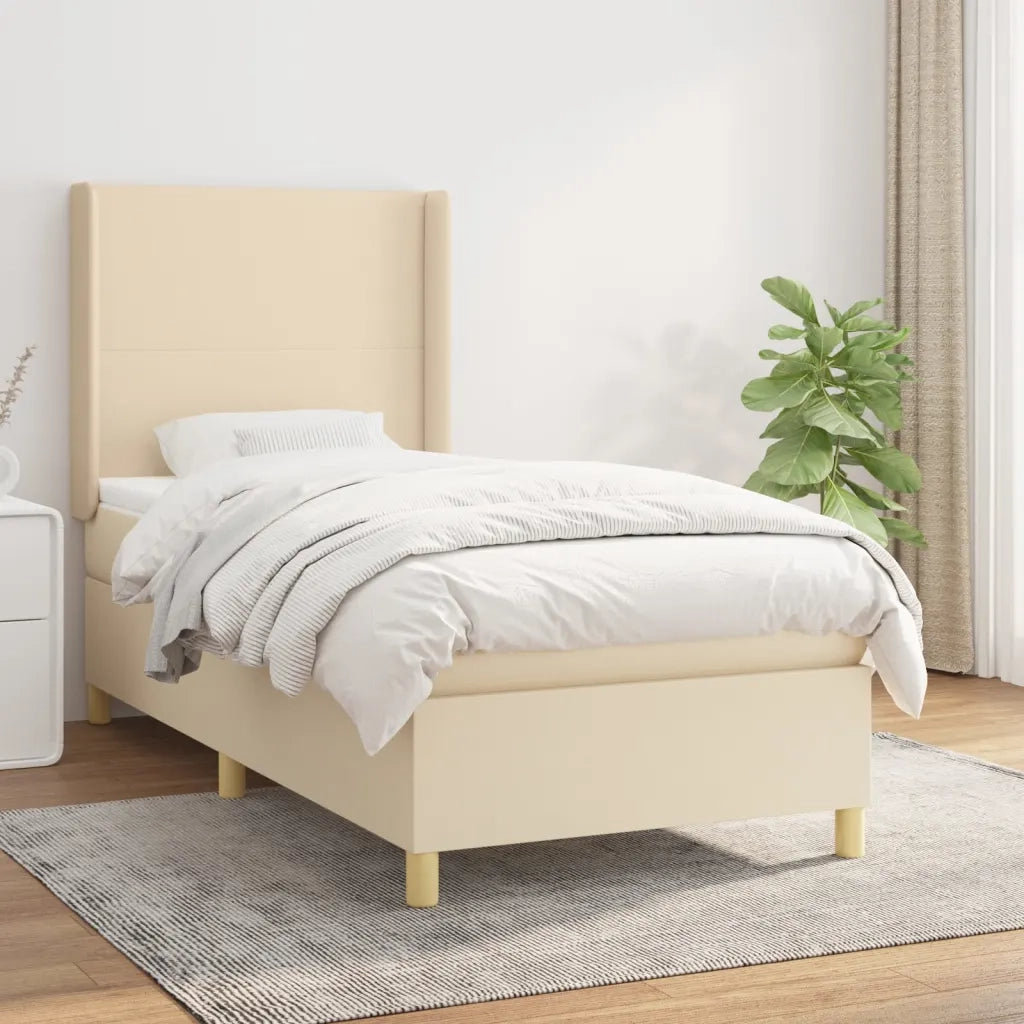 Giroletto a Molle con Materasso Crema 90x190 cm in Tessuto 3131798