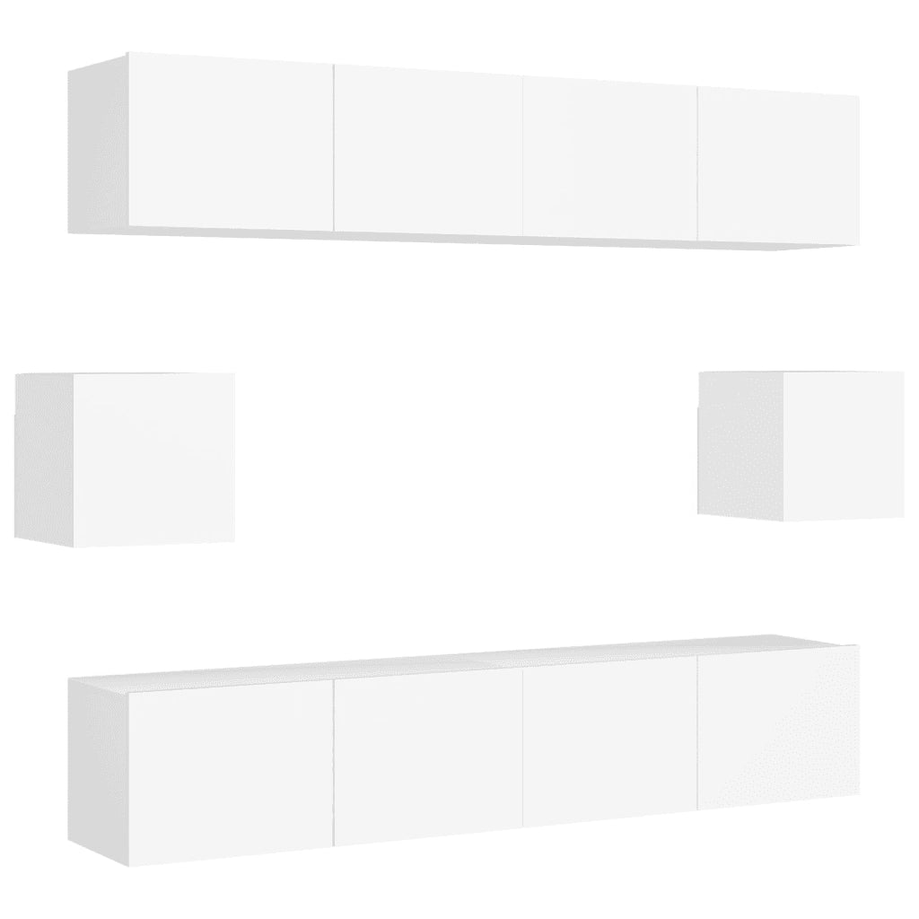 Set Mobili Porta TV 6 pz-Set di 6 Credenza per TV Bianco in Legno Multistrato 195112
