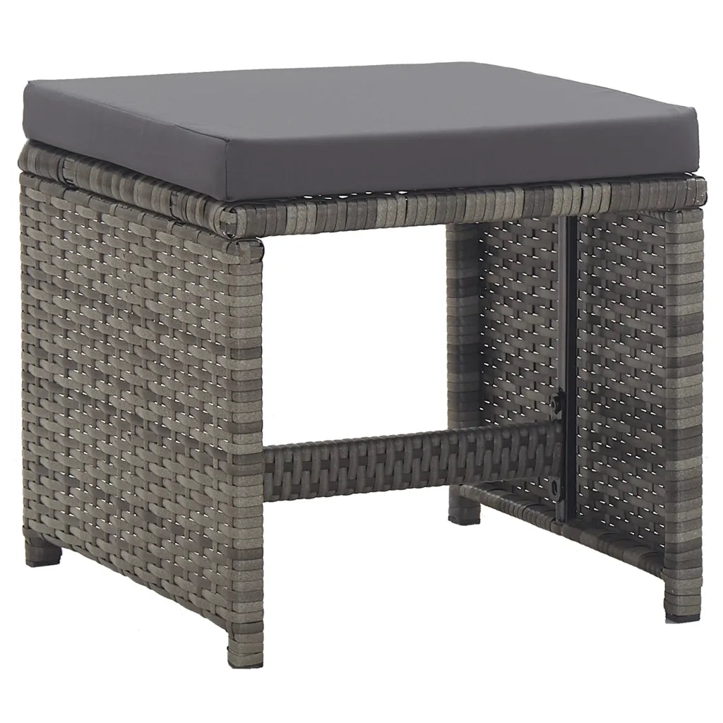Set da Pranzo da Giardino 15 pz e Cuscini Polyrattan Antracite 46426