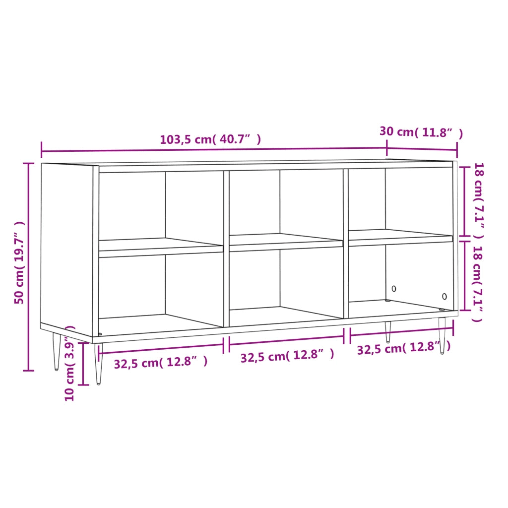 vidaXL Mobile Porta TV Rovere Fumo 103,5x30x50 cm in Legno Multistrato