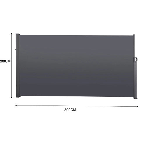 Tenda laterale retrattile frangivista 200x300 cm in poliestere con rivestimento PU; grigio scuro