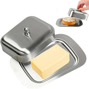 Contenitore di conservazione in acciaio inossidabile - Scatola di burro con coperchio - Contenitore di stoccaggio - Accessorio di cucina - 19x12,3 cm - Peso 417g