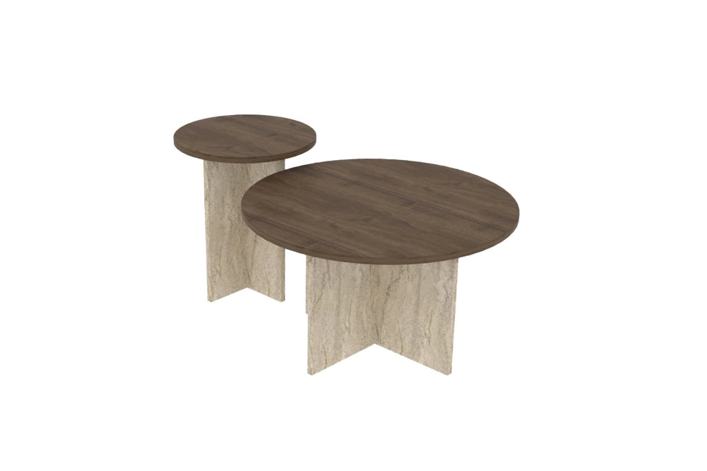 Set di tavolini in legno "Private" 70 x 70 x 40 cm - Noce