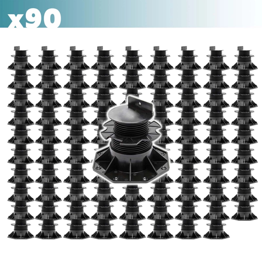 Set 90 supporti per pavimenti galleggianti, altezza regolabile 60-128mm Max 2700 kg, Pavimenti Decking