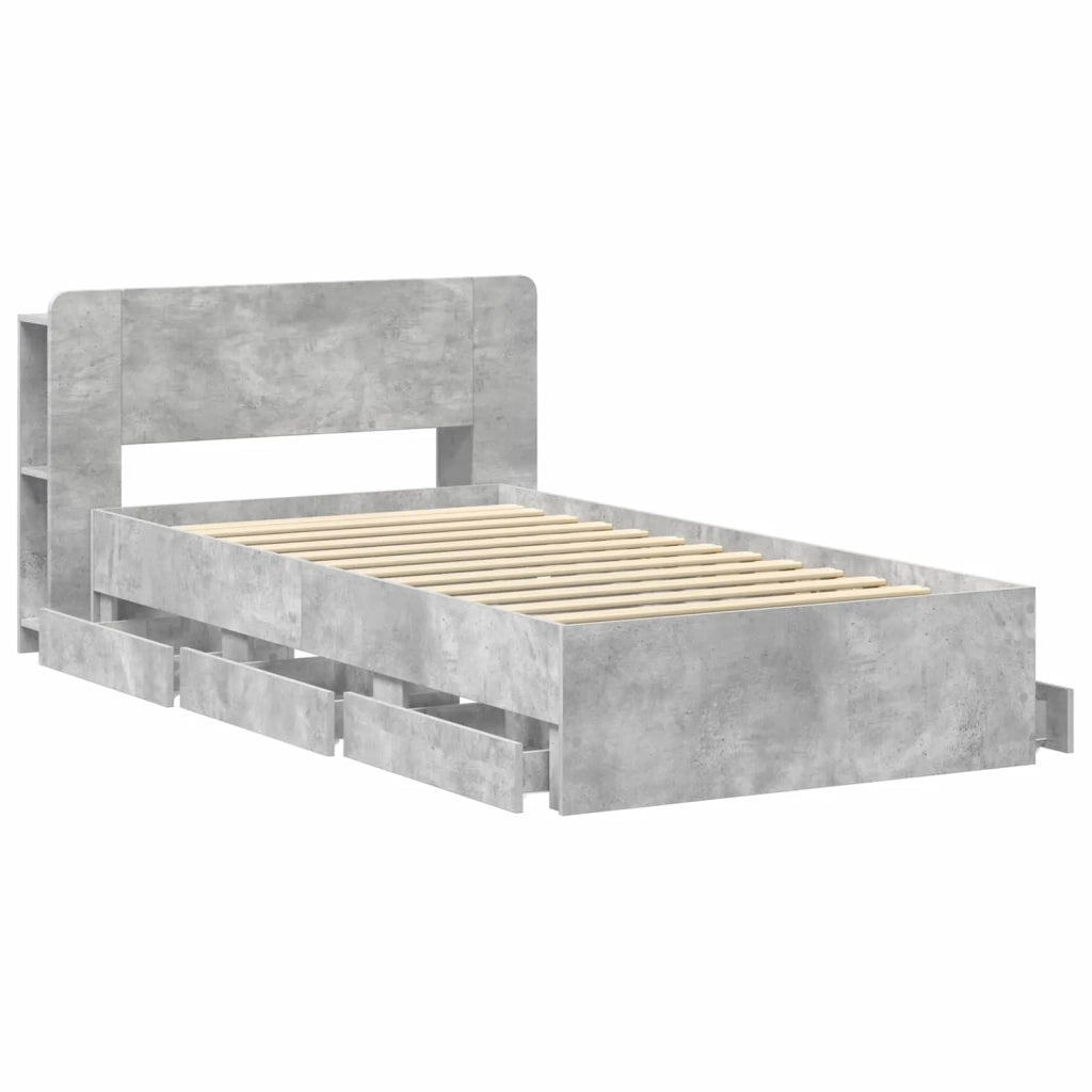 Struttura del letto con stoccaggio e testata Grigio Cemento 3433913