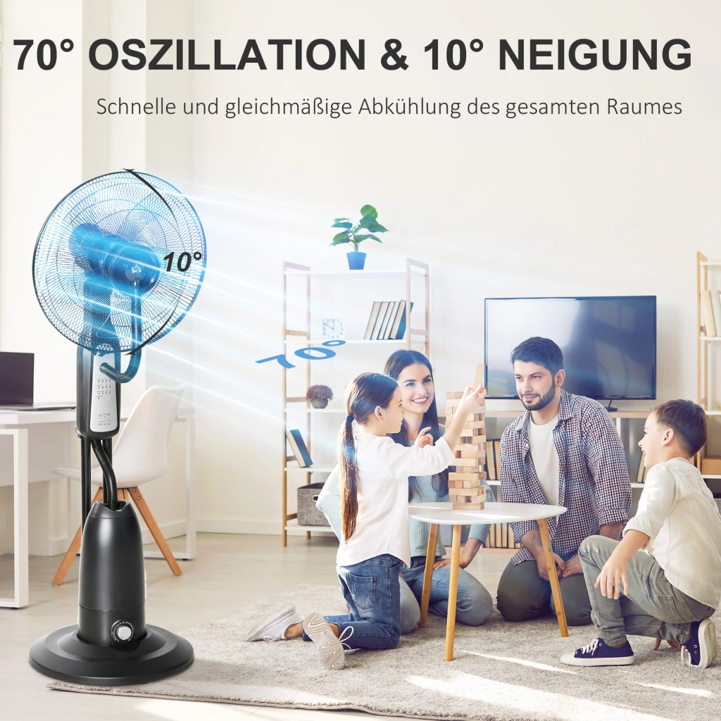 Ventilatore a colonna con umidificatore ¨C zephmum ¨C 2.8L, 3 modalita', telecomando, nero, ?44.5x120 cm