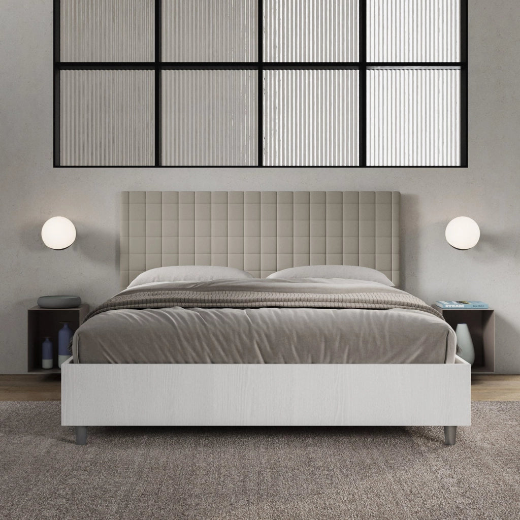 Letto Matrimoniale 160x200 cm con Rete Burmy Tortora
