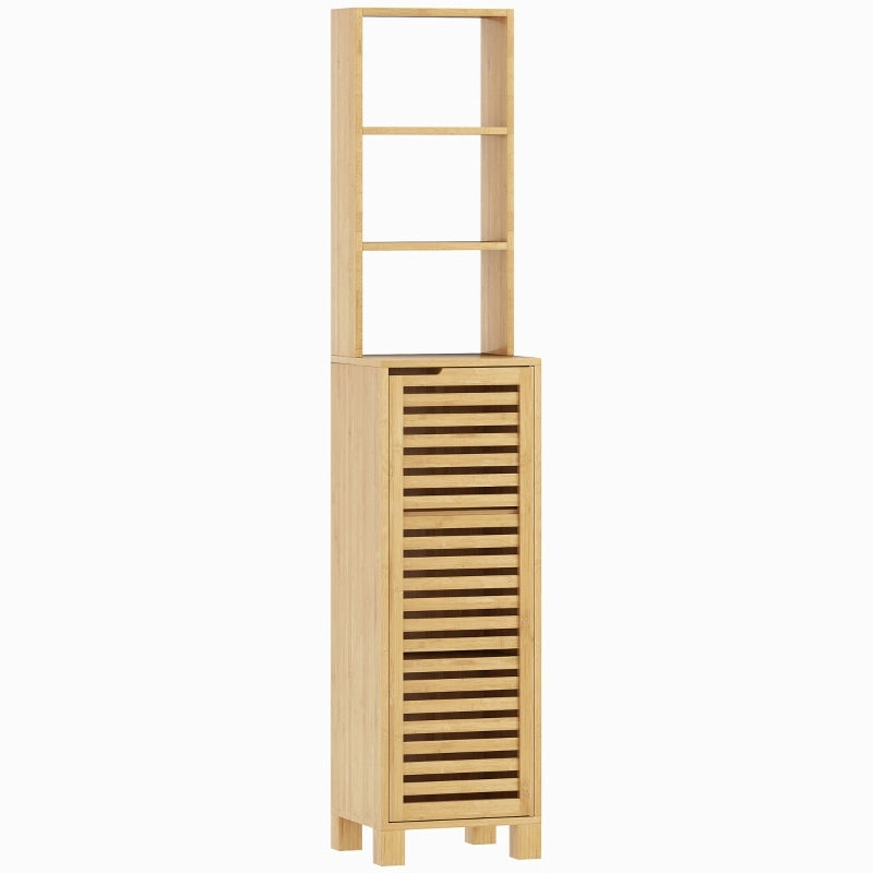 ARMADIO BAGNO 34x30x170 cm Bambù Naturale con ante a lamelle